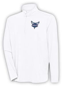 Antigua Charlotte Hornets Mens White Hunk Long Sleeve Qtr Zip Pullover