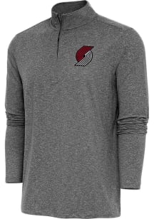 Antigua Portland Trail Blazers Mens Black Hunk Long Sleeve Qtr Zip Pullover