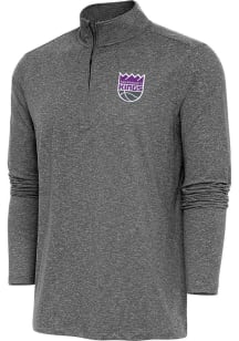 Antigua Sacramento Kings Mens Black Hunk Long Sleeve Qtr Zip Pullover