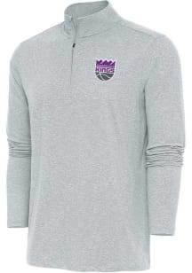 Antigua Sacramento Kings Mens Grey Hunk Long Sleeve Qtr Zip Pullover