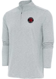 Antigua Toronto Raptors Mens Grey Hunk Long Sleeve Qtr Zip Pullover