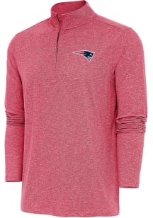 Antigua New England Patriots Mens Red Hunk Long Sleeve Qtr Zip Pullover