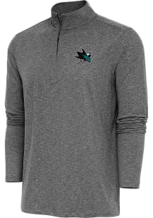 Antigua San Jose Sharks Mens Black Hunk Long Sleeve Qtr Zip Pullover