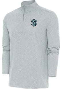 Antigua Seattle Kraken Mens Grey Hunk Long Sleeve Qtr Zip Pullover