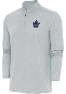 Antigua Toronto Maple Leafs Mens Grey Hunk Long Sleeve Qtr Zip Pullover