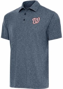 Antigua Washington Nationals Mens Navy Blue Par 3 Short Sleeve Polo