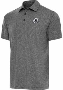 Antigua Brooklyn Nets Mens Black Par 3 Short Sleeve Polo