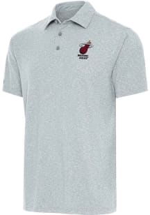 Antigua Miami Heat Mens Grey Par 3 Short Sleeve Polo