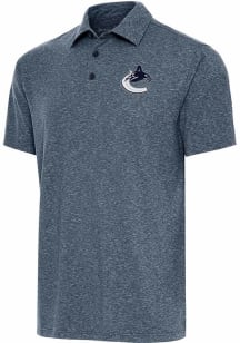 Antigua Vancouver Canucks Mens Navy Blue Par 3 Short Sleeve Polo