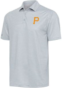 Antigua Pittsburgh Pirates Mens Grey Skills Short Sleeve Polo