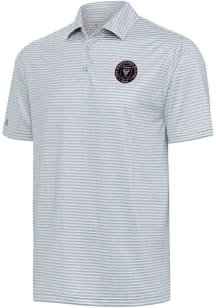 Antigua Inter Miami CF Mens Grey Skills Short Sleeve Polo