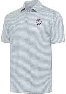 Antigua Brooklyn Nets Mens Grey Skills Short Sleeve Polo