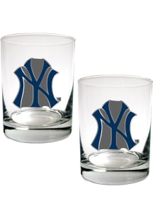 New York Yankees 2 Piece Rock Glass - White
