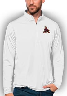 Antigua Arizona Coyotes Mens White Tribute Long Sleeve Qtr Zip Pullover