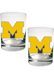 Michigan Wolverines 2 Piece Rock Glass - White