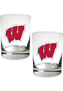Wisconsin Badgers 2 Piece Rock Glass - White