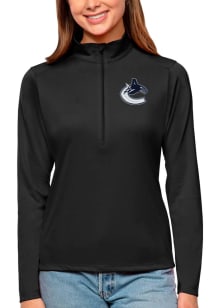 Antigua Vancouver Canucks Womens Black Tribute Qtr Zip Pullover