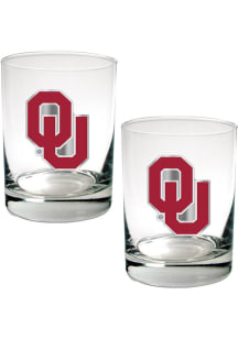 Oklahoma Sooners 2 Piece Rock Glass - White