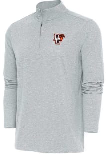 Antigua Bowling Green Falcons Mens Grey Hunk Long Sleeve Qtr Zip Pullover