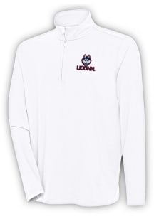 Antigua UConn Huskies Mens White Hunk Long Sleeve Qtr Zip Pullover