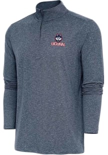 Antigua UConn Huskies Mens Navy Blue Hunk Long Sleeve Qtr Zip Pullover