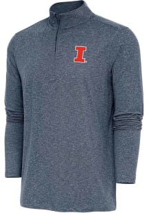 Antigua Illinois Fighting Illini Mens Navy Blue Hunk Long Sleeve Qtr Zip Pullover