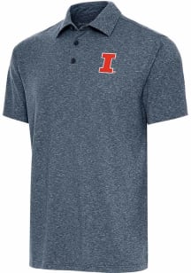 Antigua Illinois Fighting Illini Mens Navy Blue Par 3 Short Sleeve Polo