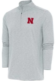 Antigua Nebraska Cornhuskers Mens Grey Hunk Long Sleeve Qtr Zip Pullover