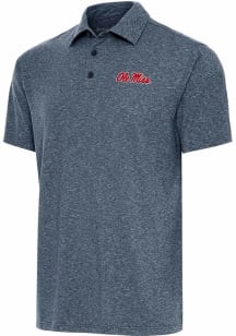 Antigua Ole Miss Rebels Mens Navy Blue Par 3 Short Sleeve Polo