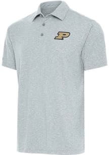 Antigua Purdue Boilermakers Mens Grey Par 3 Short Sleeve Polo