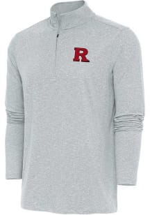 Antigua Rutgers Scarlet Knights Mens Grey Hunk Long Sleeve Qtr Zip Pullover