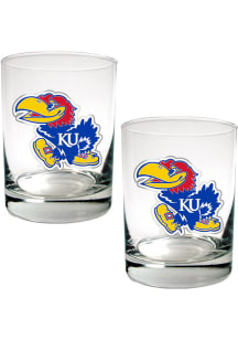 Kansas Jayhawks 2 Piece Rock Glass - White