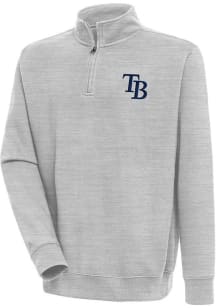 Antigua Tampa Bay Rays Mens Grey Victory Long Sleeve Qtr Zip Pullover