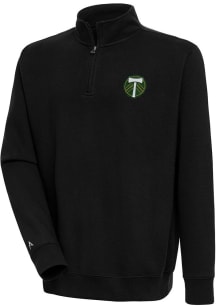 Antigua Portland Timbers Mens Black Victory Long Sleeve Qtr Zip Pullover