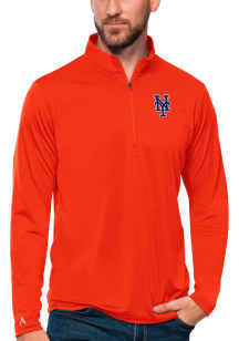 Antigua New York Mets Mens Orange Tribute Long Sleeve Qtr Zip Pullover