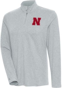 Antigua Nebraska Cornhuskers Womens Grey Confront Qtr Zip Pullover