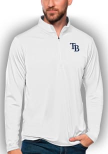 Antigua Tampa Bay Rays Mens White Tribute Long Sleeve Qtr Zip Pullover