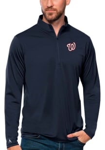 Antigua Washington Nationals Mens Navy Blue Tribute Long Sleeve Qtr Zip Pullover