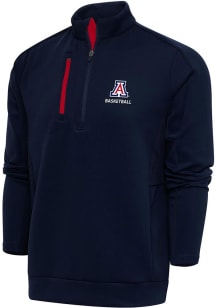 Antigua Arizona Wildcats Mens Navy Blue Basketball Generation Long Sleeve Qtr Zip Pullover