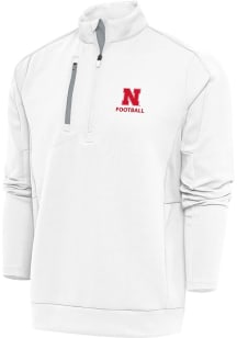Antigua Nebraska Cornhuskers Mens White Football Generation Long Sleeve Qtr Zip Pullover