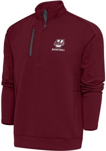 Antigua Massachusetts Minutemen Mens Maroon Basketball Generation Long Sleeve Qtr Zip Pullover