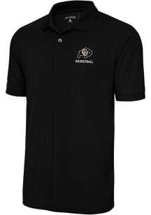 Antigua Colorado Buffaloes Mens Black Basketball Legacy Pique Short Sleeve Polo