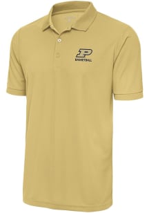 Antigua Purdue Boilermakers Mens Gold Basketball Legacy Pique Short Sleeve Polo