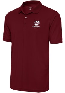 Antigua Massachusetts Minutemen Mens Maroon Basketball Legacy Pique Short Sleeve Polo