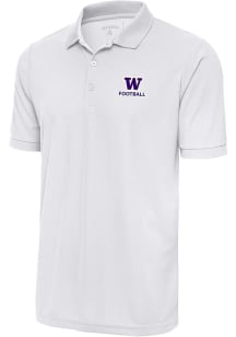 Antigua Washington Huskies Mens White Football Legacy Pique Short Sleeve Polo