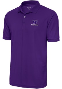 Antigua Washington Huskies Mens Purple Football Legacy Pique Short Sleeve Polo