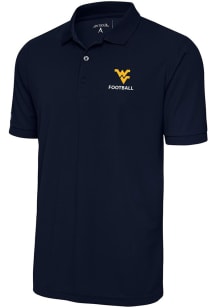 Antigua West Virginia Mountaineers Mens Navy Blue Football Legacy Pique Short Sleeve Polo