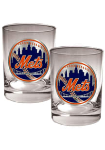 New York Mets 2 Piece Rock Glass - White