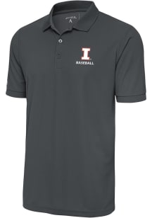 Antigua Illinois Fighting Illini Grey Baseball Legacy Pique Big and Tall Polo
