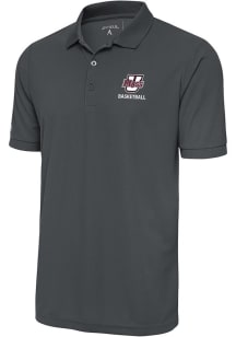 Antigua Massachusetts Minutemen Grey Basketball Legacy Pique Big and Tall Polo